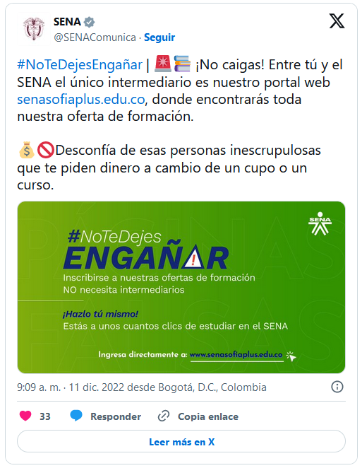 SENA no te dejes engañar